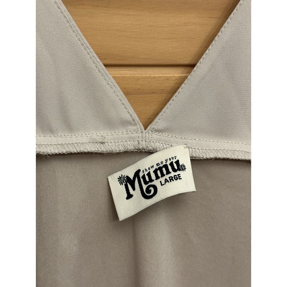 SHOW ME YOUR MUMU Dress Womens Large Mariah Wrap Dress Beige Hi-low - Picture 4 of 12